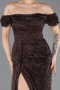 Robe de Soirée Longue Dantelle Brun ABU5728