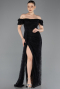 Robe de Soirée Longue Dantelle Noir ABU5728