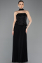 Robe de Soirée Longue Mousseline Noir ABU5715