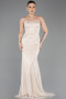 Robe de Soirée Longue Perlé Beige ABU5730
