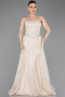 Robe de Soirée Longue Perlé Beige ABU5730