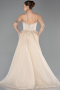 Robe de Soirée Longue Perlé Beige ABU5730