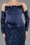 Robe de Soirée Longue Squameuse Bleu Marine ABU5732