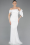 Robe De Soirée Squameuse Longue Blanc ABU5529
