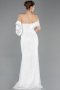 Robe De Soirée Squameuse Longue Blanc ABU5529