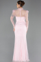 Robe de Soirée Longue Dantelle Poudre ABU5700