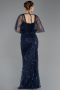 Robe de Soirée Longue Perlé Bleu Marine ABU5718