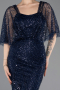 Robe de Soirée Longue Perlé Bleu Marine ABU5718