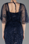 Robe de Soirée Longue Perlé Bleu Marine ABU5718