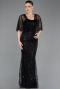 Robe de Soirée Longue Perlé Noir ABU5718