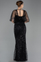 Robe de Soirée Longue Perlé Noir ABU5718