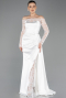 Robe Queue De Poisson Satin Longue Blanc ABU5641