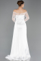 Robe Queue De Poisson Satin Longue Blanc ABU5641