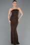 Robe de Soirée Longue Dantelle Brun ABU5739