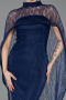 Robe de Soirée Longue Dantelle Bleu Marine ABU5739