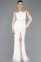 Robe de Soirée Longue Dantelle Blanc ABU5736