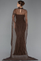 Robe de Soirée Longue Dantelle Brun ABU5739