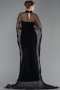 Robe de Soirée Longue Dantelle Noir ABU5739