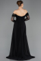 Robe de Soirée Longue Dantelle Noir ABU5727
