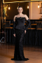 Robe de Soirée Longue Squameuse Noir ABU5732