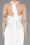 Robe De Soirée Satin Midi Blanc ABK2506