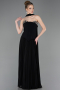 Robe de Soirée Longue Mousseline Noir ABU5757