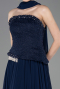 Robe de Soirée Longue Mousseline Bleu Marine ABU5759