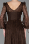 Robe de Soirée Longue Dantelle Brun ABU5797