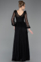 Robe de Soirée Longue Dantelle Noir ABU5797