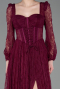 Robe de Soirée Longue Dantelle Couleur Cerise ABU5797