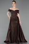 Robe De Soirée Perlé Longue Brun ABU5400