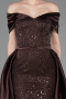 Robe De Soirée Perlé Longue Brun ABU5400