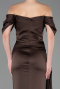 Robe Queue de Poisson Longue Satin Brun ABU5765