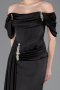Robe Queue de Poisson Longue Satin Noir ABU5765