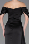 Robe Queue de Poisson Longue Satin Noir ABU5765