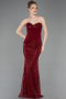 Robe de Soirée Longue Perlé Rouge Bordeaux ABU5766