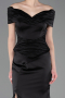 Robe de Soirée Longue Satin Noir ABU5785