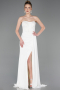 Robe de Soirée Longue Mousseline Blanc ABU5791
