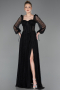 Robe de Soirée Longue Dantelle Noir ABU5797