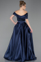 Robe De Soirée Perlé Longue Bleu Marine ABU5400