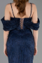 Robe Queue de Poisson Longue Dantelle Bleu Marine ABU5822