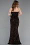 Robe De Soirée Squameuse Longue Brun ABU4842