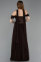 Robe De Soirée Mousseline Longue Brun ABU5327