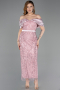 Robe De Soirée Perlé Midi Poudre ABK2453