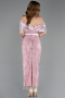 Robe De Soirée Perlé Midi Poudre ABK2453