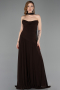 Robe de Soirée Longue Mousseline Brun ABU5763