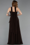Robe de Soirée Longue Mousseline Brun ABU5763
