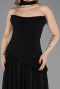 Robe de Soirée Longue Mousseline Noir ABU5763