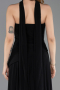 Robe de Soirée Longue Mousseline Noir ABU5763