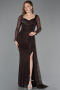 Robe De Soirée Dantelle Longue Brun ABU5588